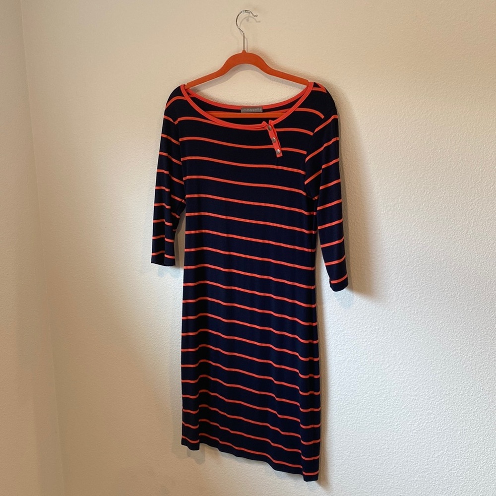 Blue, corral striped dress